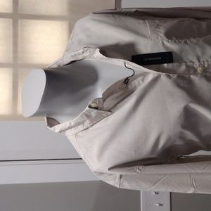 Reed Edward tan and white vertical stripes cotton blend shirt. NWT. XL